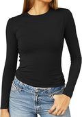 Abardsion Women's Long Sleeve Shirts Spring 2026 Casual Basic Going Out Crop Tops Slim Fit Tight Y2K Clothes